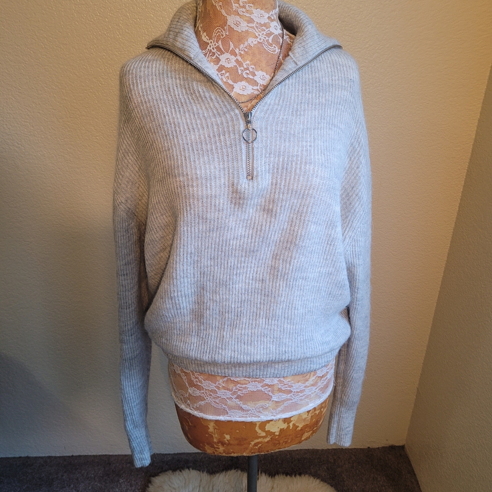 Quince Light Gray Cowl Neck Sweater